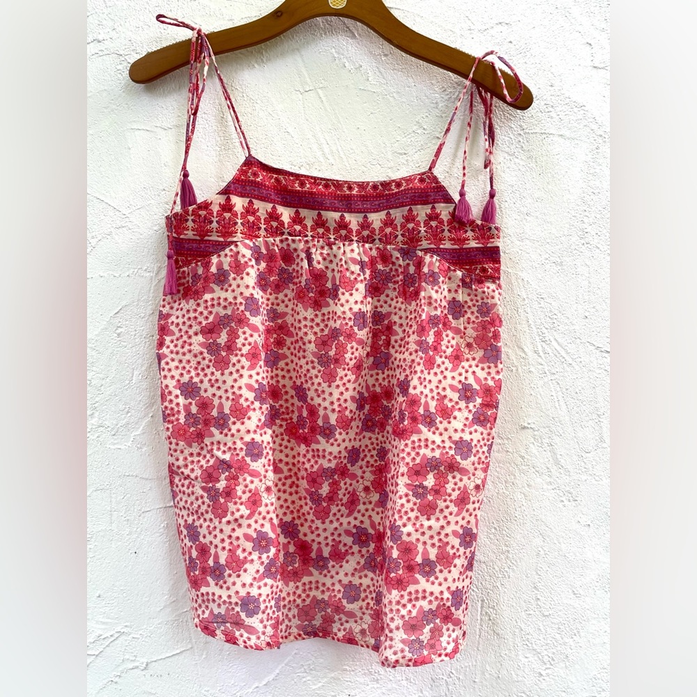 Blue Boheme Pink Floral Tank Top 🌸 Indian style print